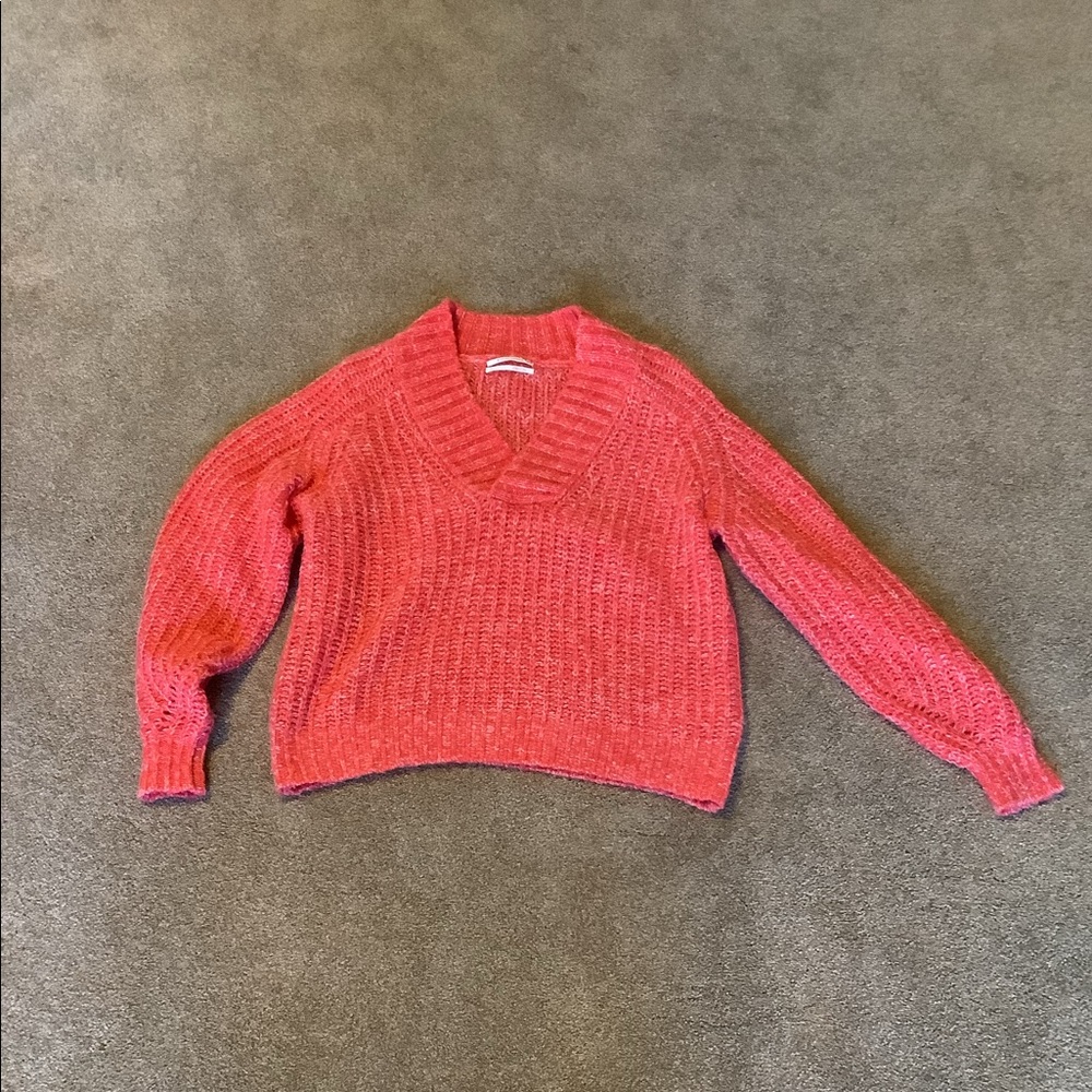 Anthropologie Honore Ribbed Pullover Sweater in Marled Pink Size S